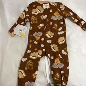 Burt's Bees Set of 2 Brown Print Footed One-Piece